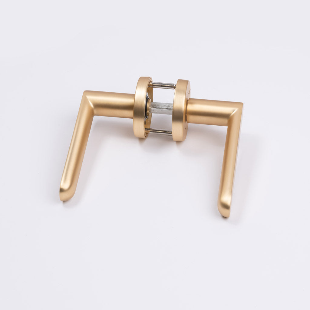 Satin Brass Privacy Door Handle - Fairhaven - Manovella