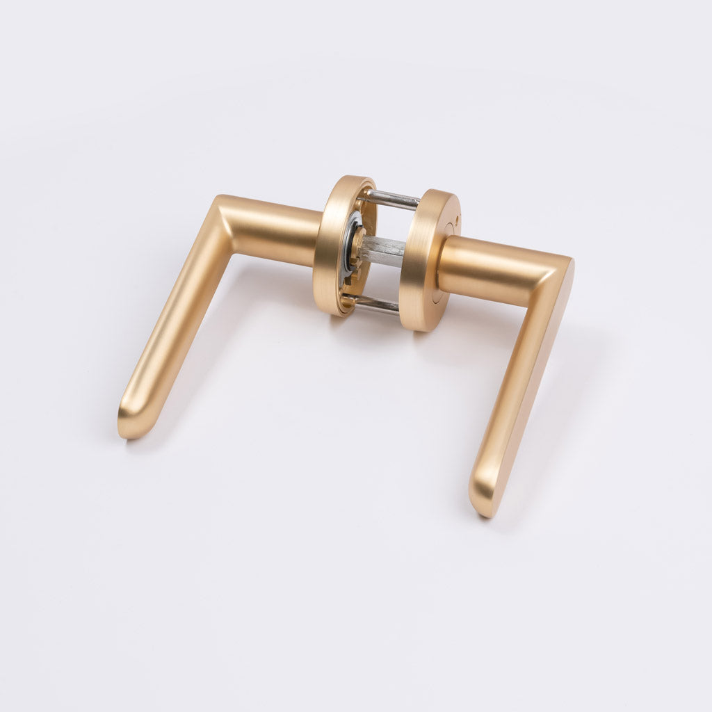 Satin Brass Privacy Door Handle - Fairhaven - Manovella