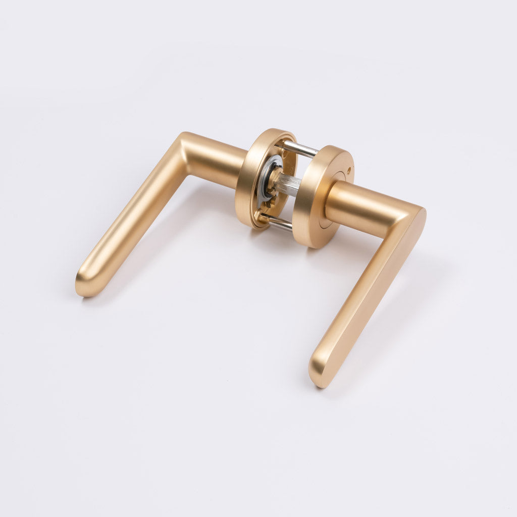 Satin Brass Privacy Door Handle - Fairhaven - Manovella