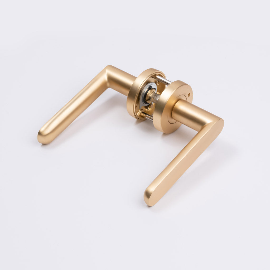 Satin Brass Privacy Door Handle - Fairhaven - Manovella