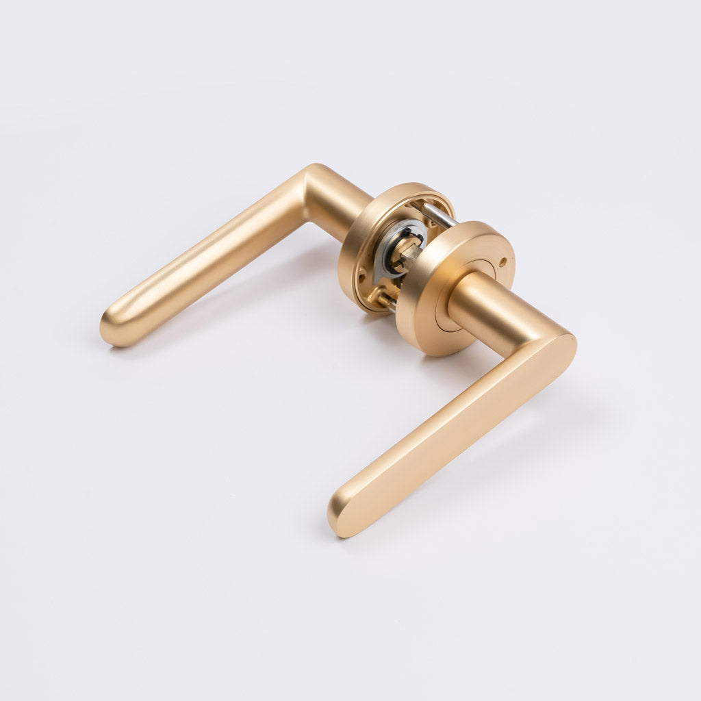 Satin Brass Privacy Door Handle - Fairhaven - Manovella