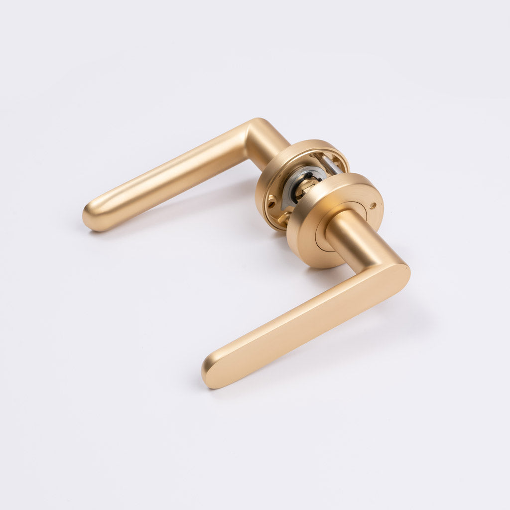 Satin Brass Privacy Door Handle - Fairhaven - Manovella