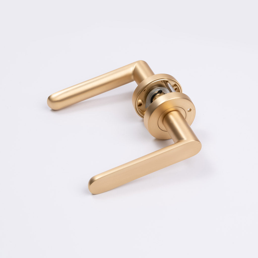 Satin Brass Privacy Door Handle - Fairhaven - Manovella