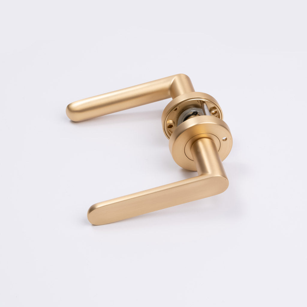 Satin Brass Privacy Door Handle - Fairhaven - Manovella