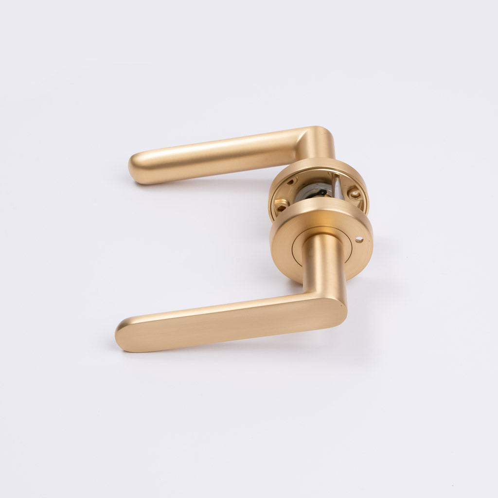 Satin Brass Privacy Door Handle - Fairhaven - Manovella