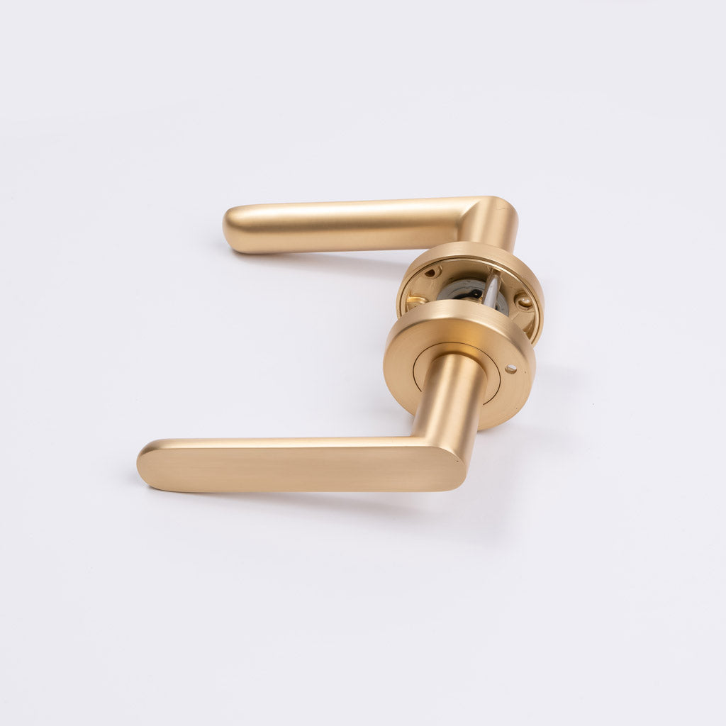 Satin Brass Privacy Door Handle - Fairhaven - Manovella