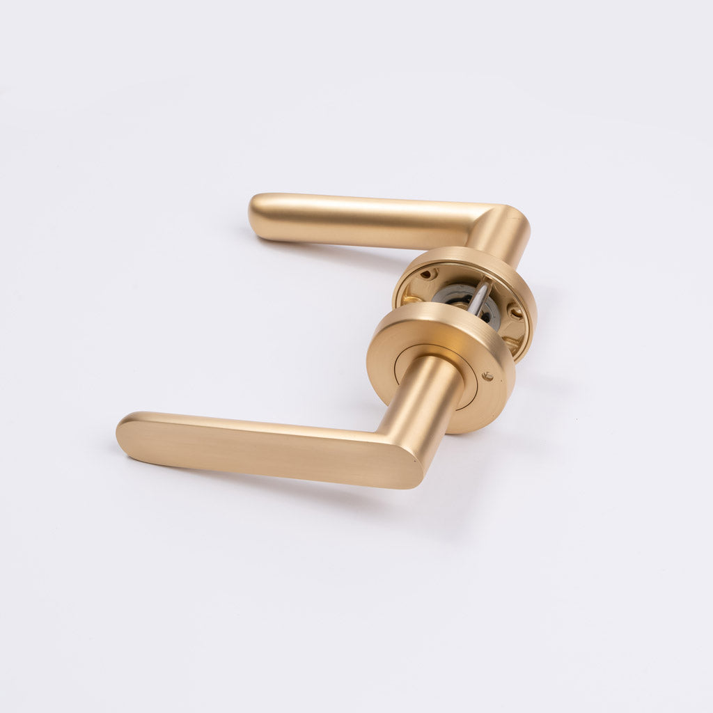 Satin Brass Privacy Door Handle - Fairhaven - Manovella