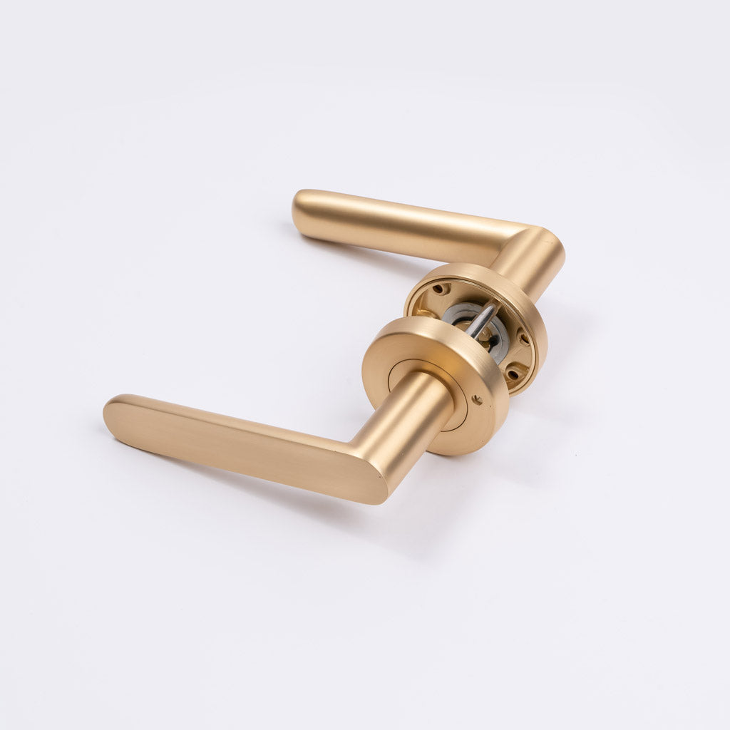 Satin Brass Privacy Door Handle - Fairhaven - Manovella