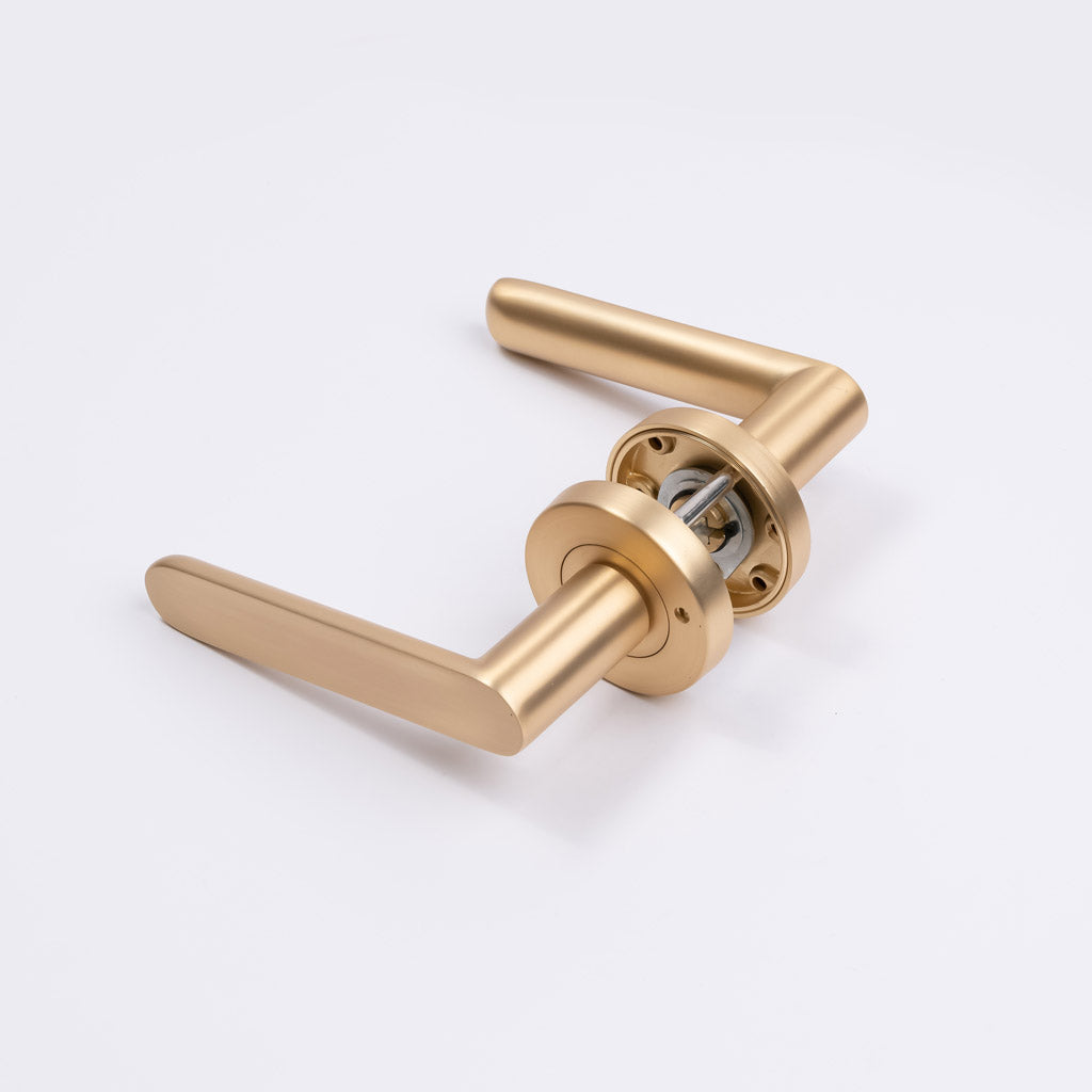 Satin Brass Privacy Door Handle - Fairhaven - Manovella
