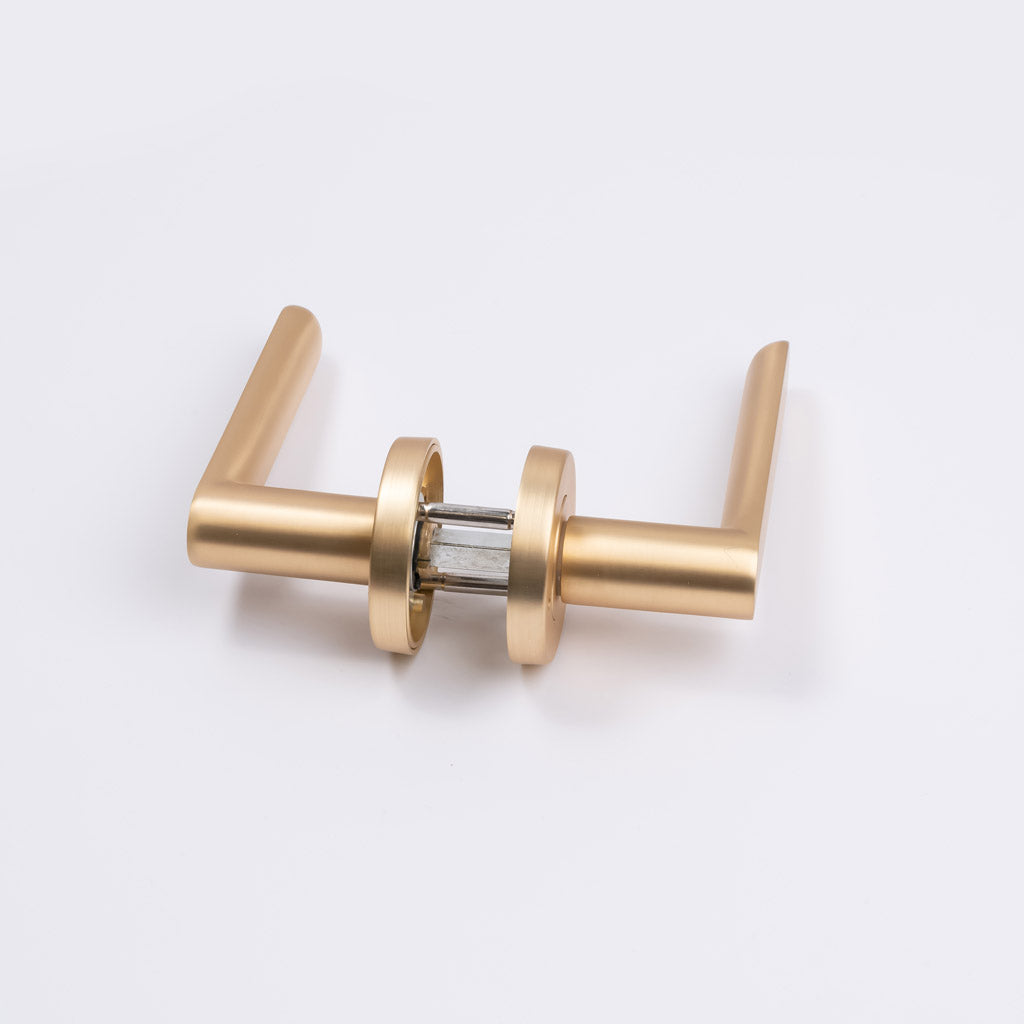 Satin Brass Privacy Door Handle - Fairhaven - Manovella