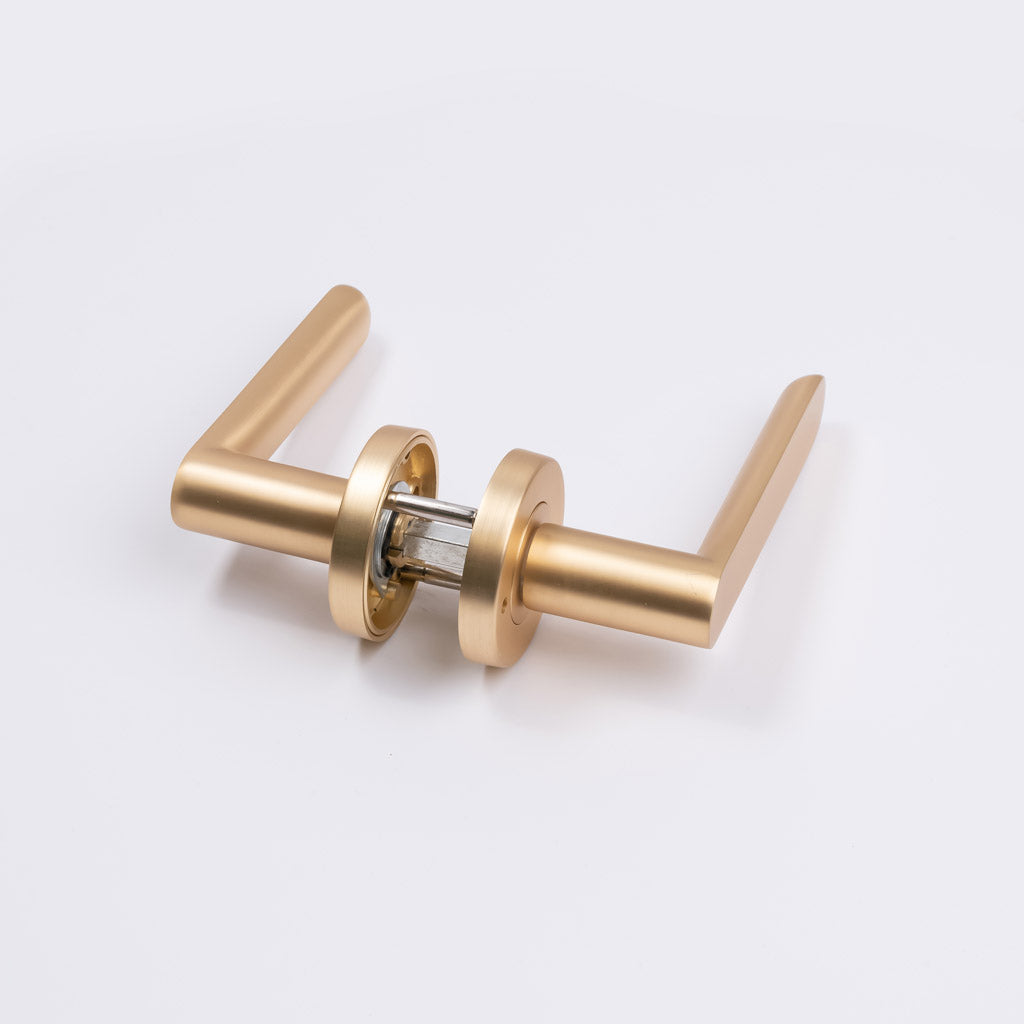 Satin Brass Privacy Door Handle - Fairhaven - Manovella