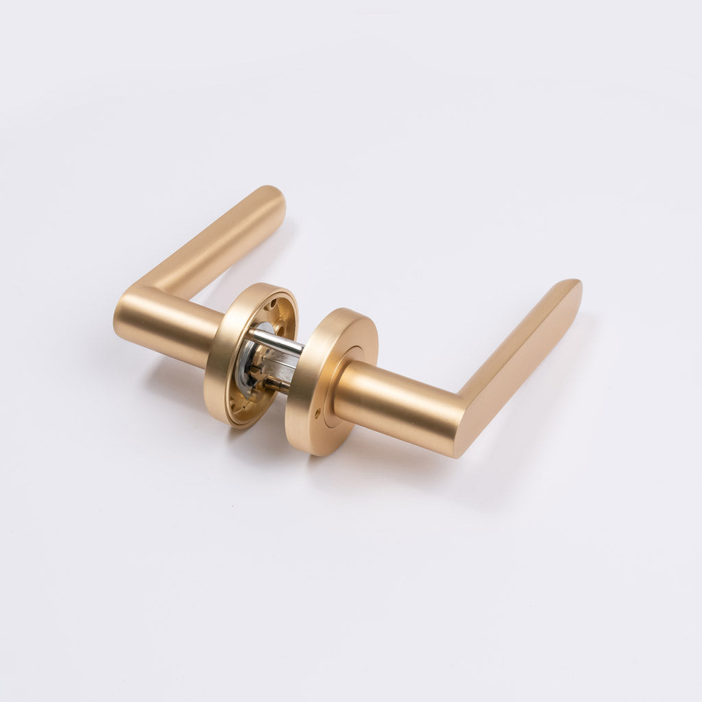 Satin Brass Privacy Door Handle - Fairhaven - Manovella