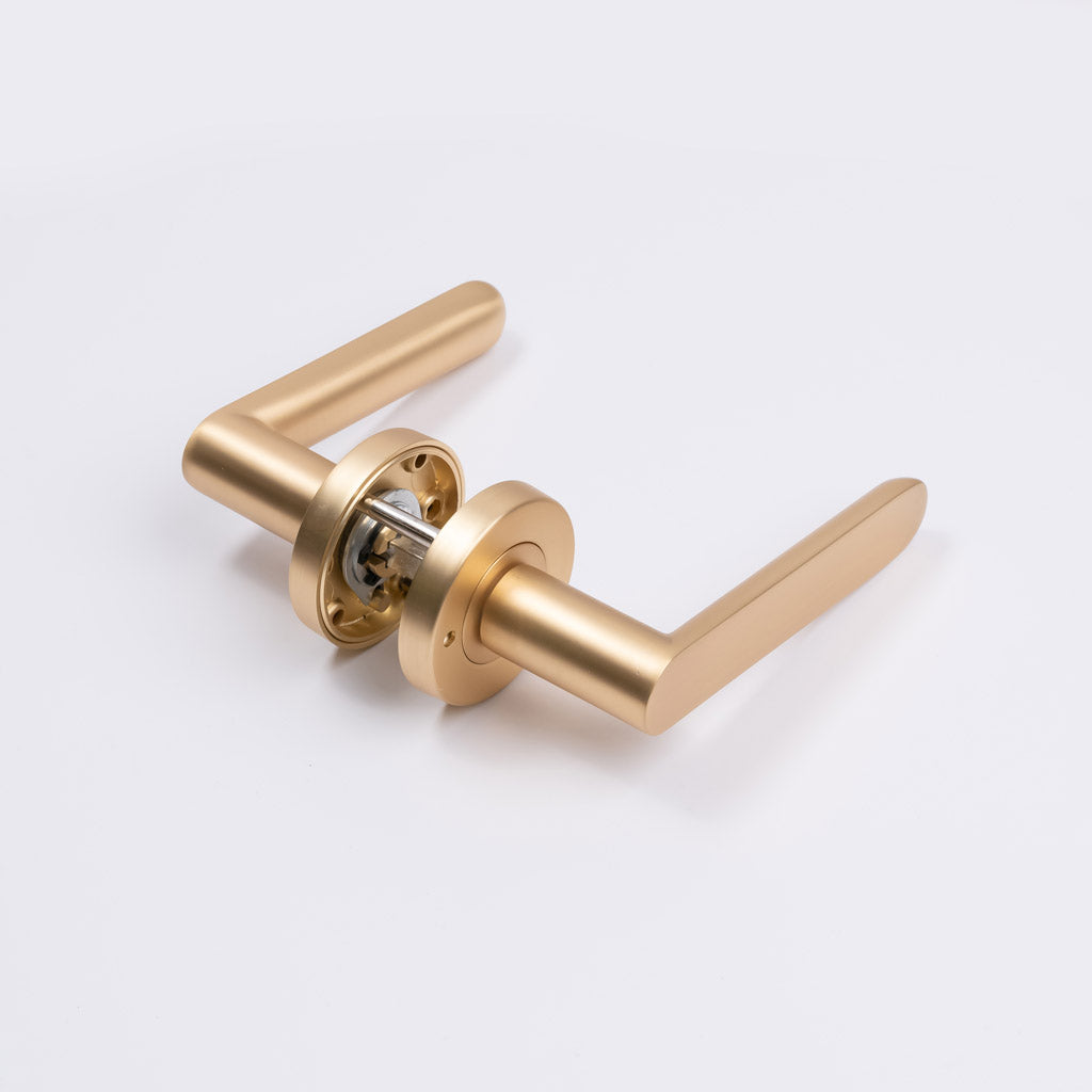 Satin Brass Privacy Door Handle - Fairhaven - Manovella