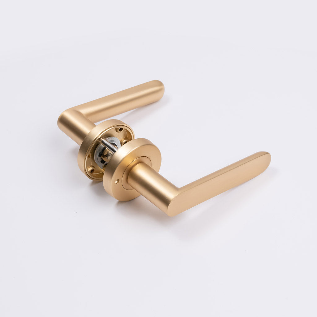 Satin Brass Privacy Door Handle - Fairhaven - Manovella