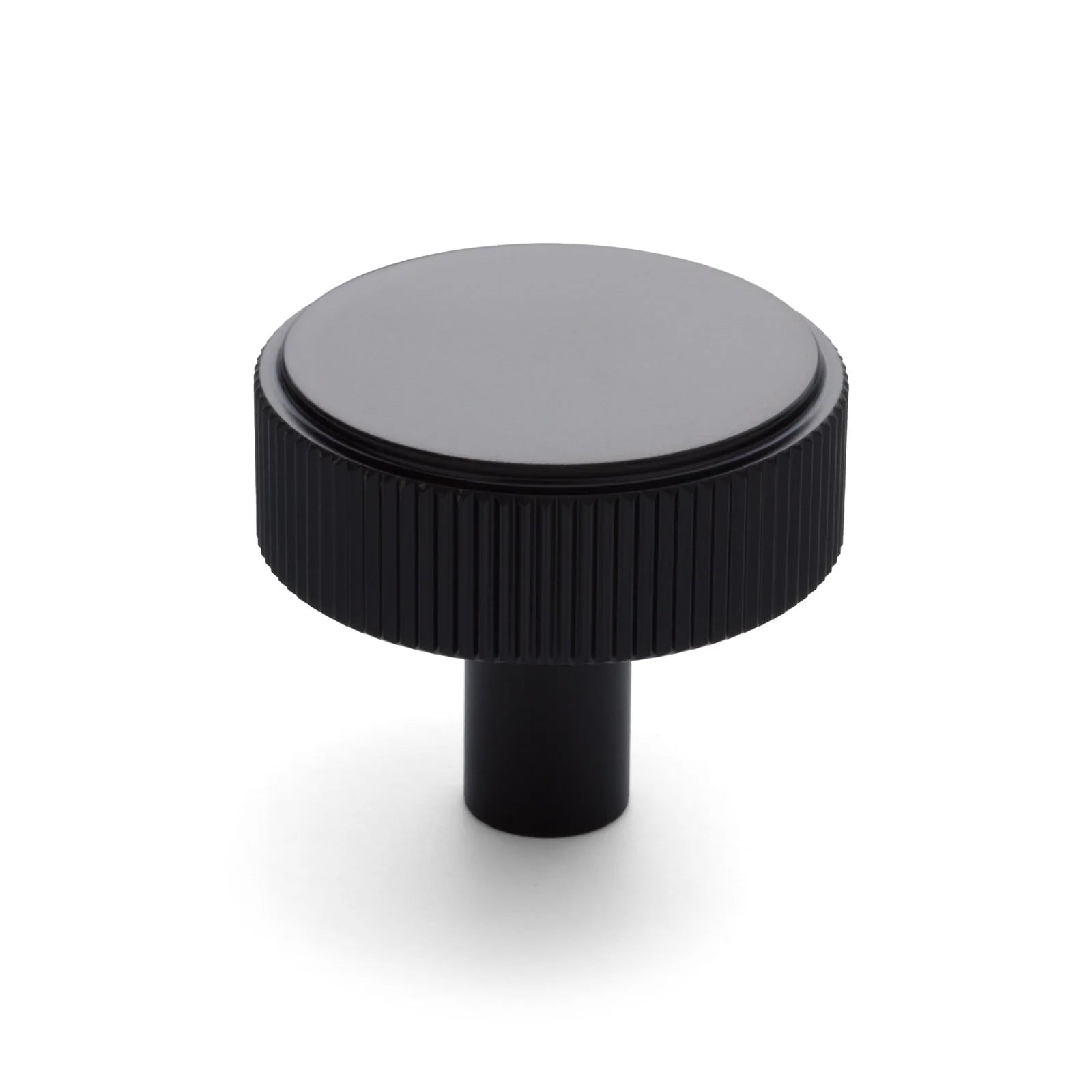 Matt Black Round Fluted Cabinet Knob - Artemis - Manovella