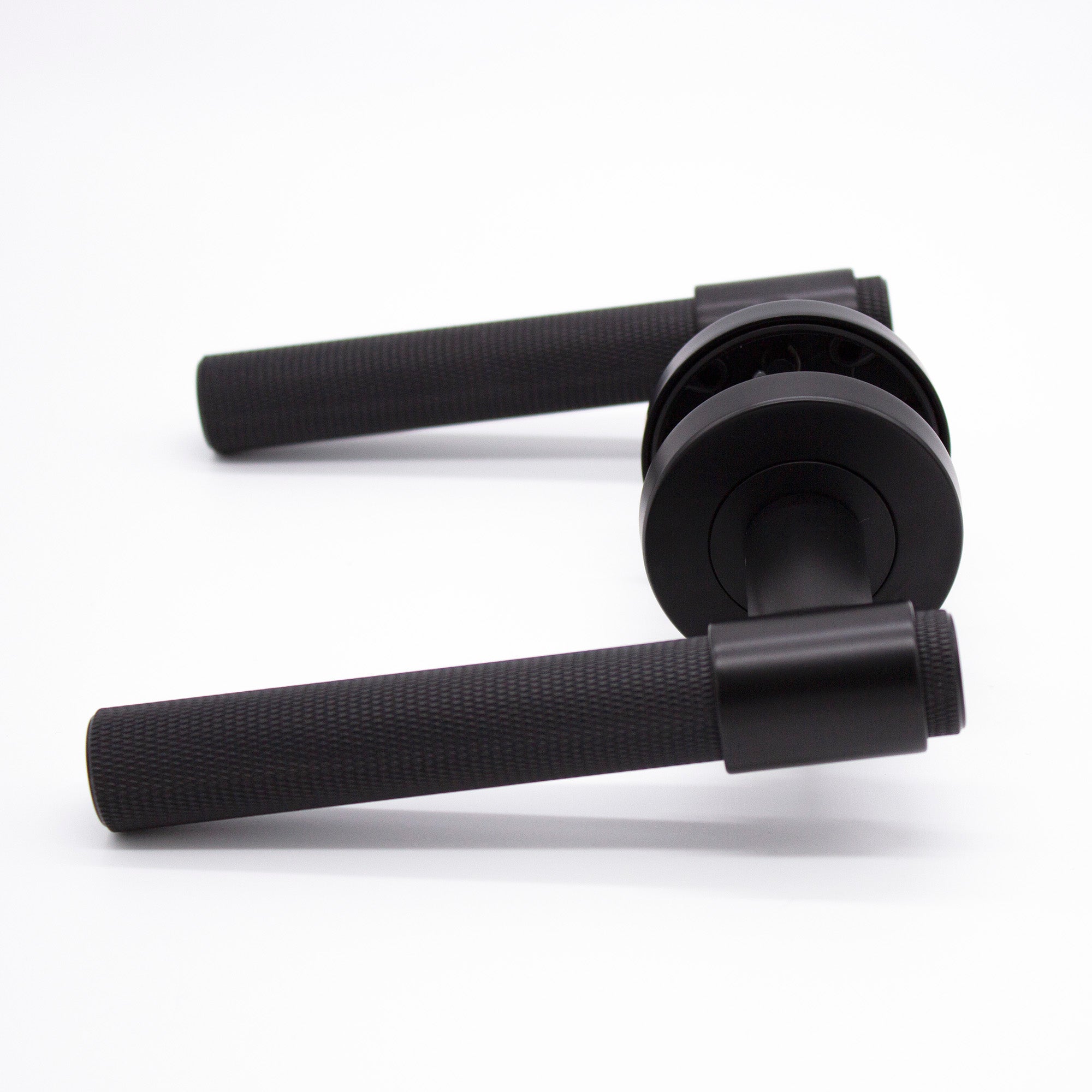 Matt Black Knurled Passage Door Handle - Rosedale - Manovella
