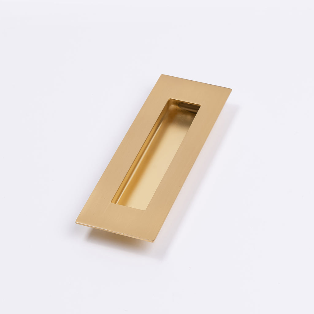 Satin Brass Sliding Door Flush Pull 150mm x 50mm - Manovella