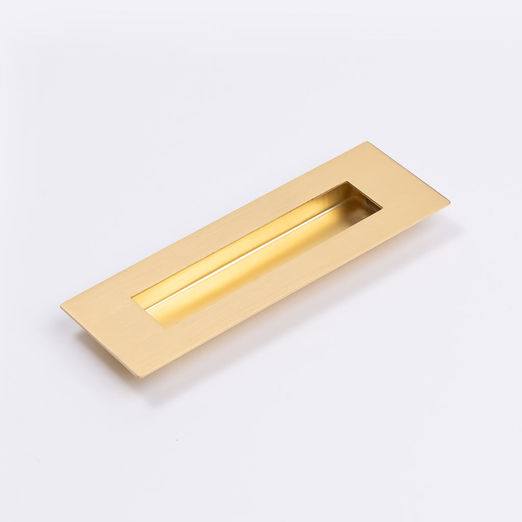 Satin Brass Sliding Door Flush Pull 150mm x 50mm - Manovella
