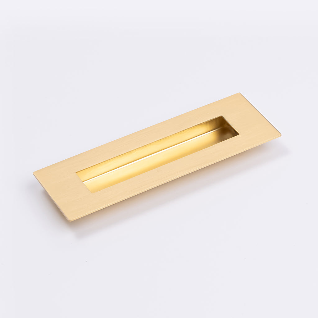 Satin Brass Sliding Door Flush Pull 150mm x 50mm - Manovella