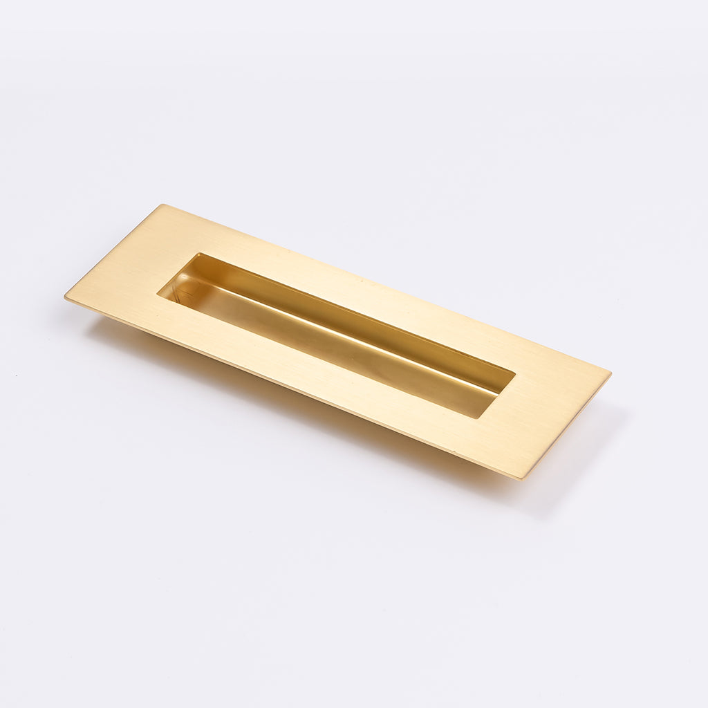 Satin Brass Sliding Door Flush Pull 150mm x 50mm - Manovella