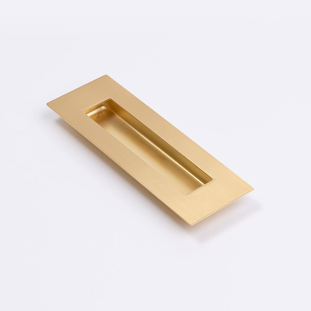 Satin Brass Sliding Door Flush Pull 150mm x 50mm - Manovella