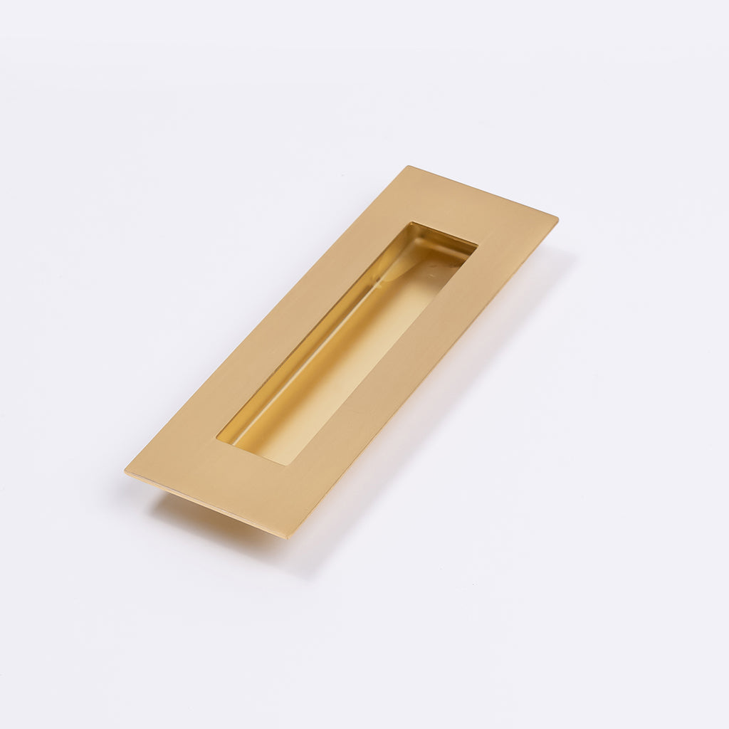 Satin Brass Sliding Door Flush Pull 150mm x 50mm - Manovella