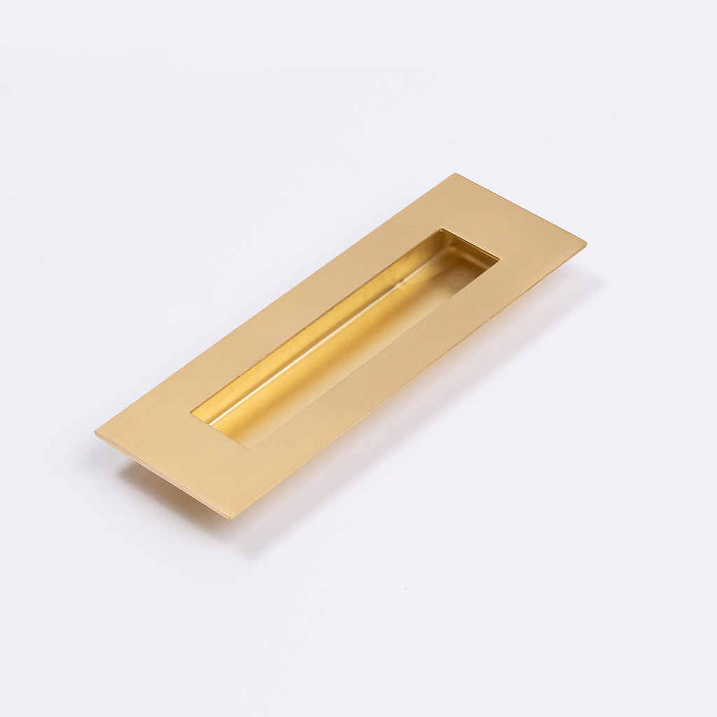 Satin Brass Sliding Door Flush Pull 150mm x 50mm - Manovella