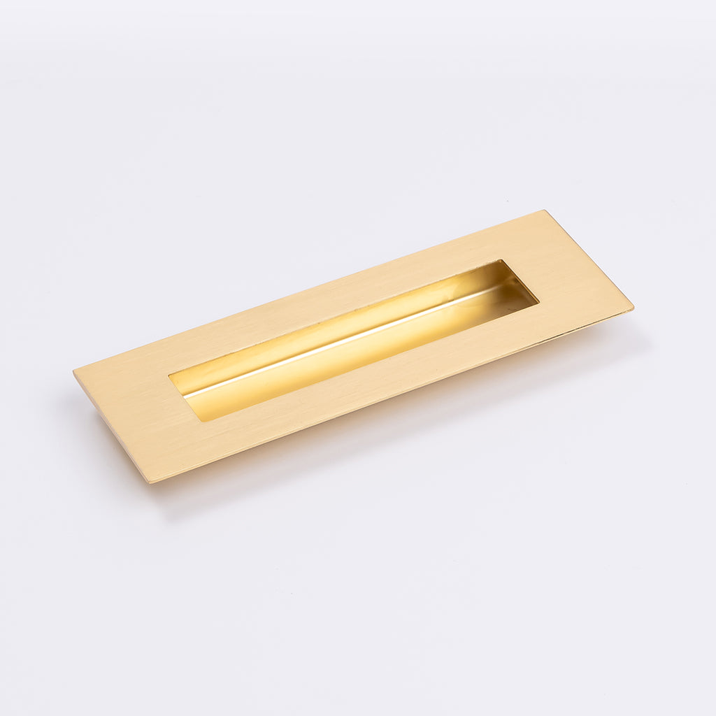 Satin Brass Sliding Door Flush Pull 150mm x 50mm - Manovella