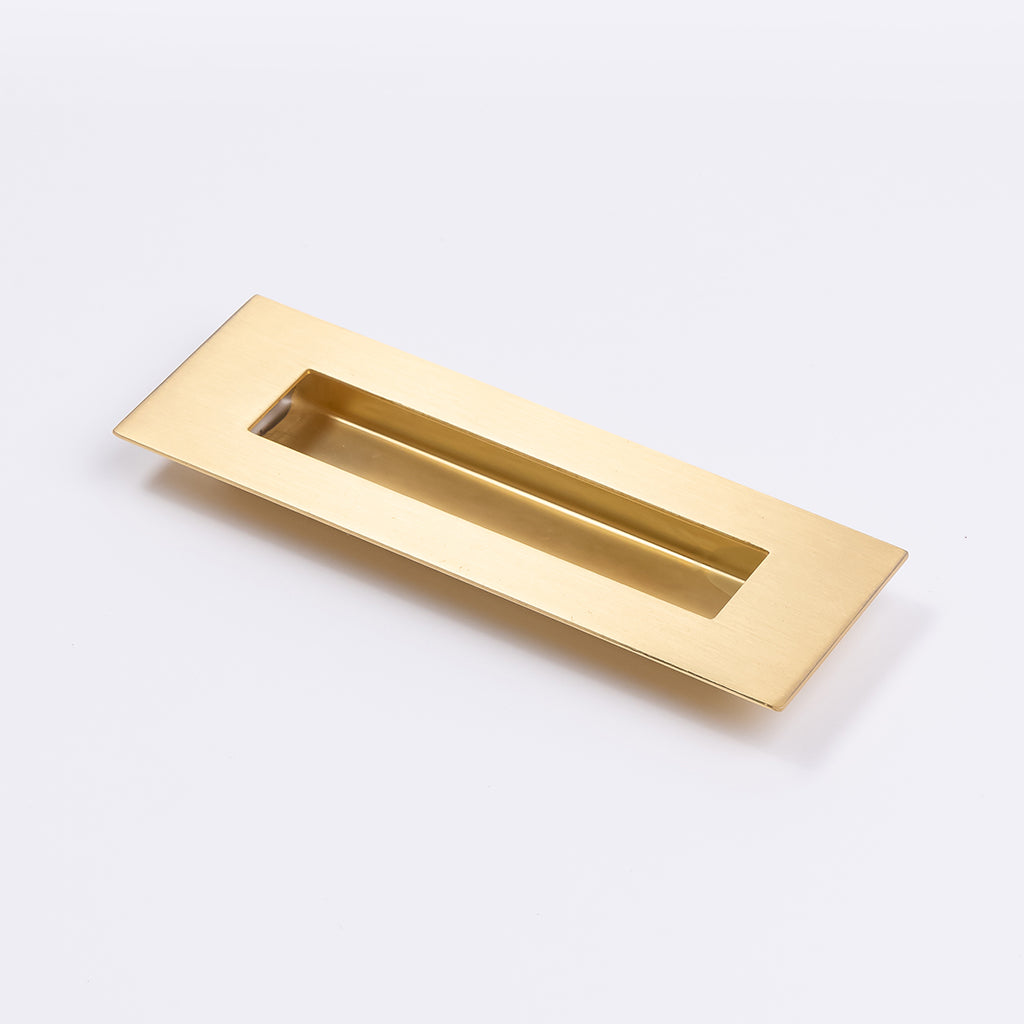 Satin Brass Sliding Door Flush Pull 150mm x 50mm - Manovella