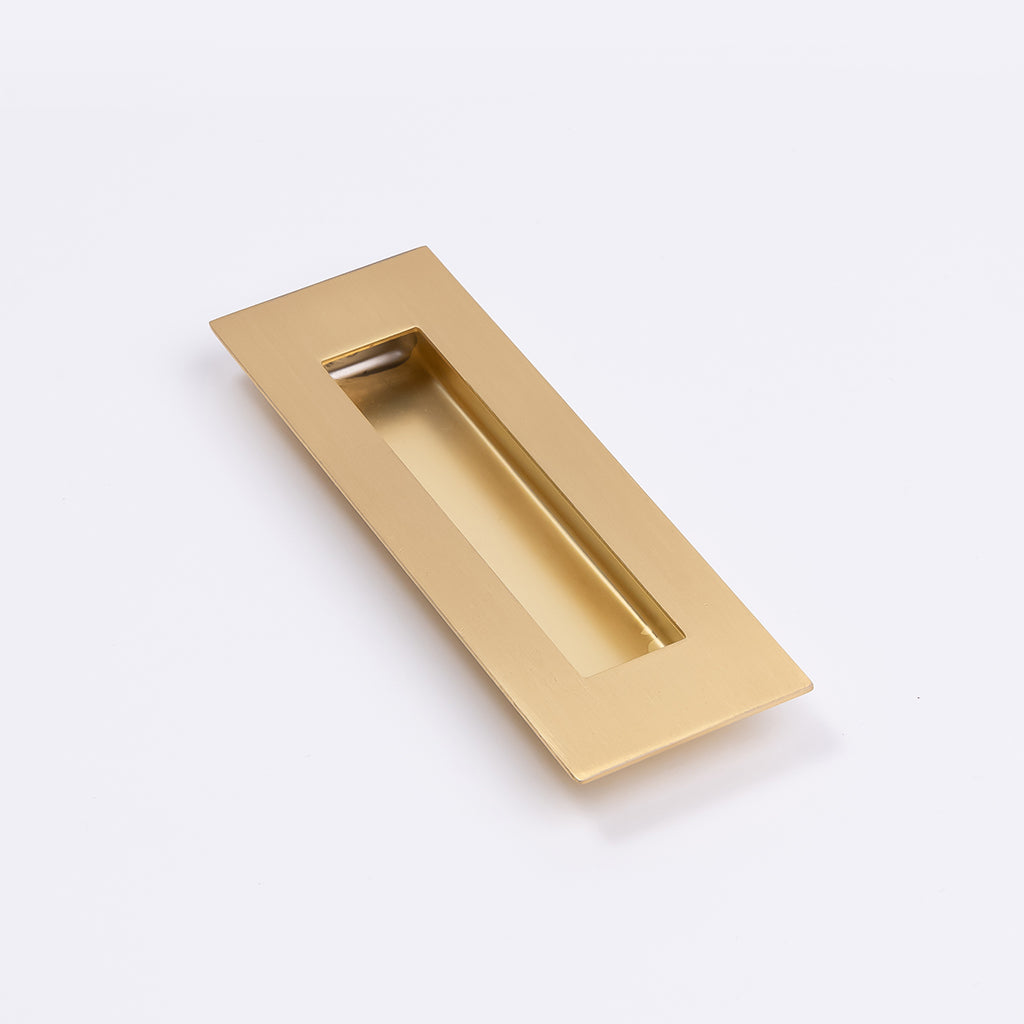 Satin Brass Sliding Door Flush Pull 150mm x 50mm - Manovella