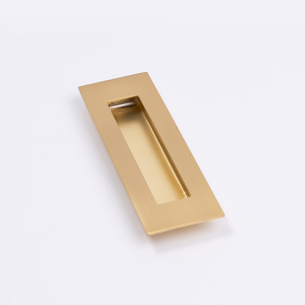 Satin Brass Sliding Door Flush Pull 150mm x 50mm - Manovella