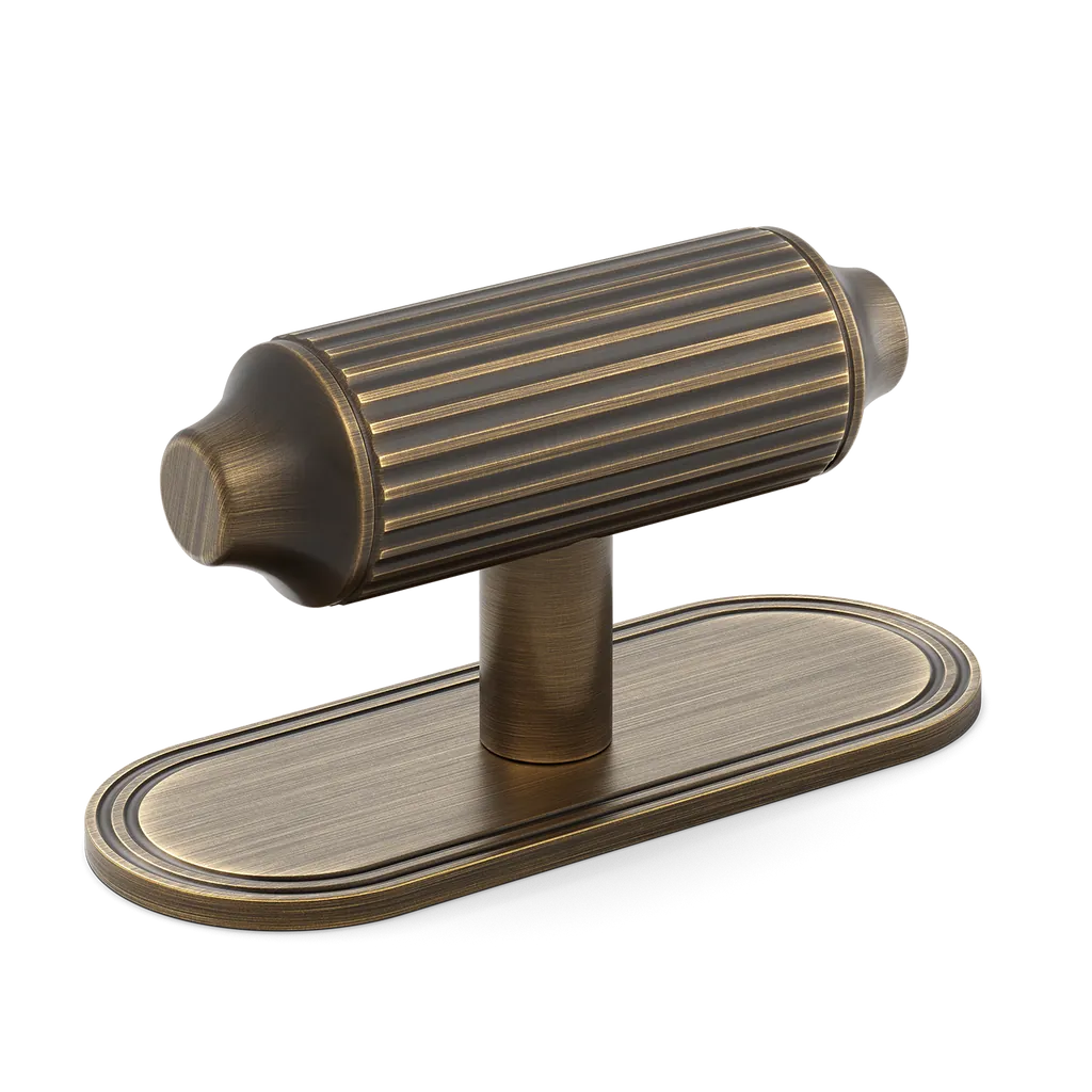 Barwick Ridged T-bar Handle with Backplate By Armac Martin