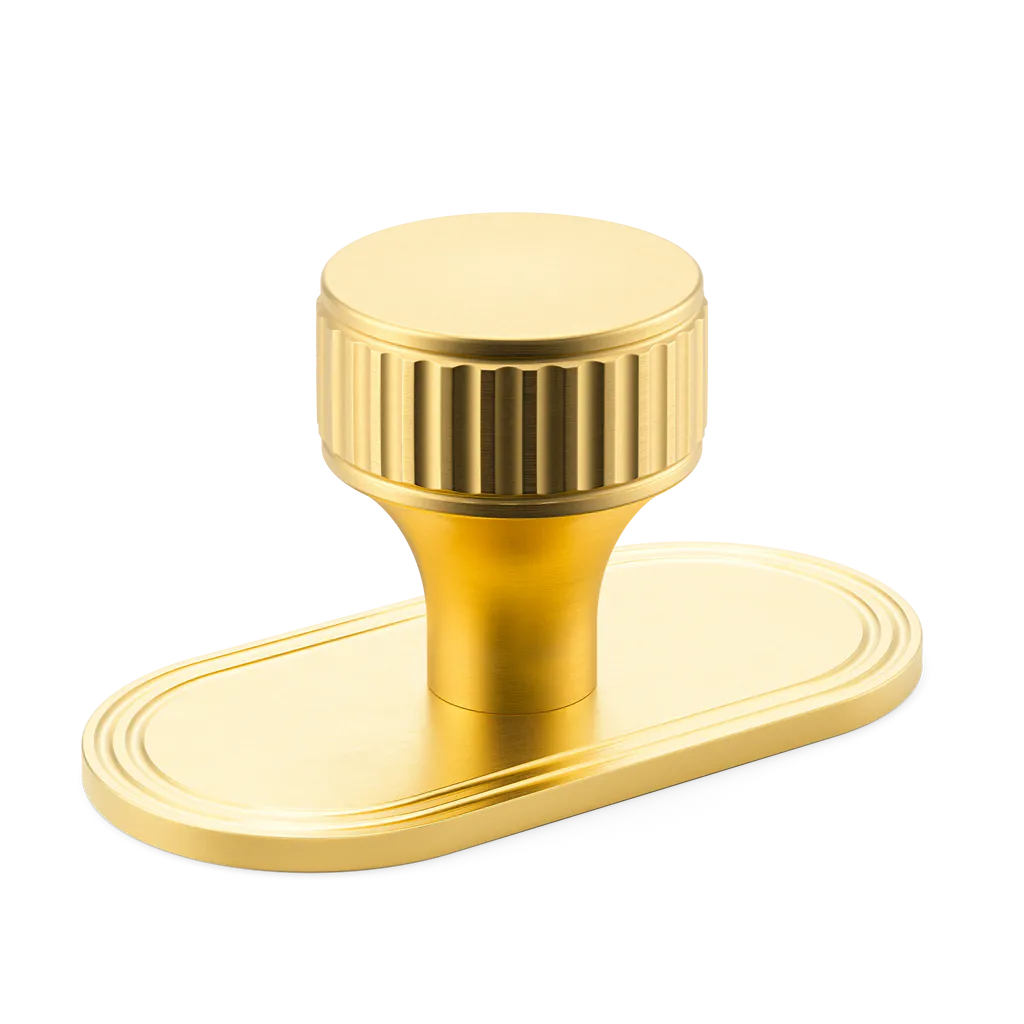 Barwick Ridged Cabinet Knob with Backplate By Armac Martin