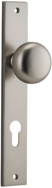 Cambridge Knob - Rectangular Backplate - Entry Point - Iver - Satin Nickel - Door Knobs
