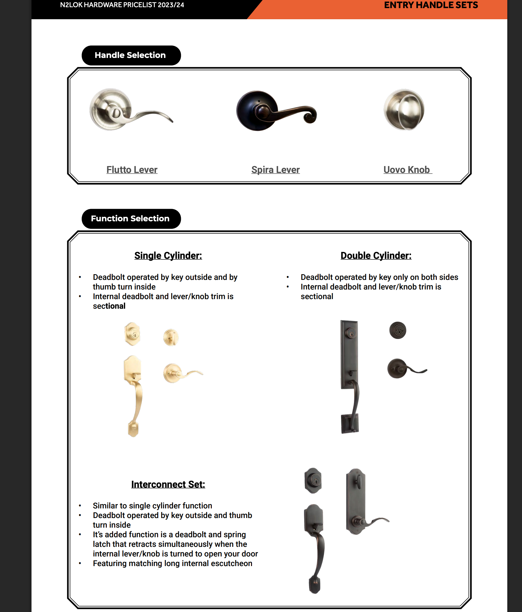 Garrone Entry Set Single Cylinder - Lever or Knob