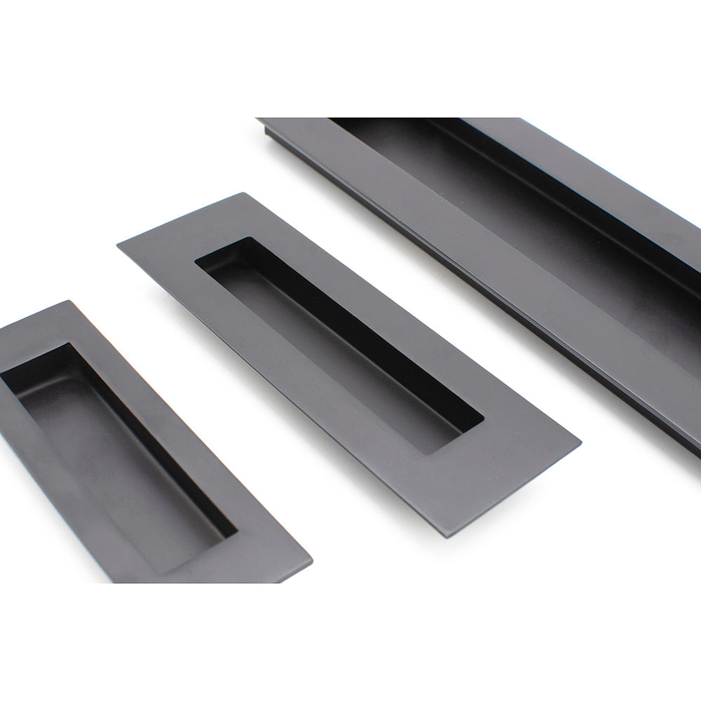 Matt Black Sliding Door Flush Pull 150mm x 50mm - Manovella
