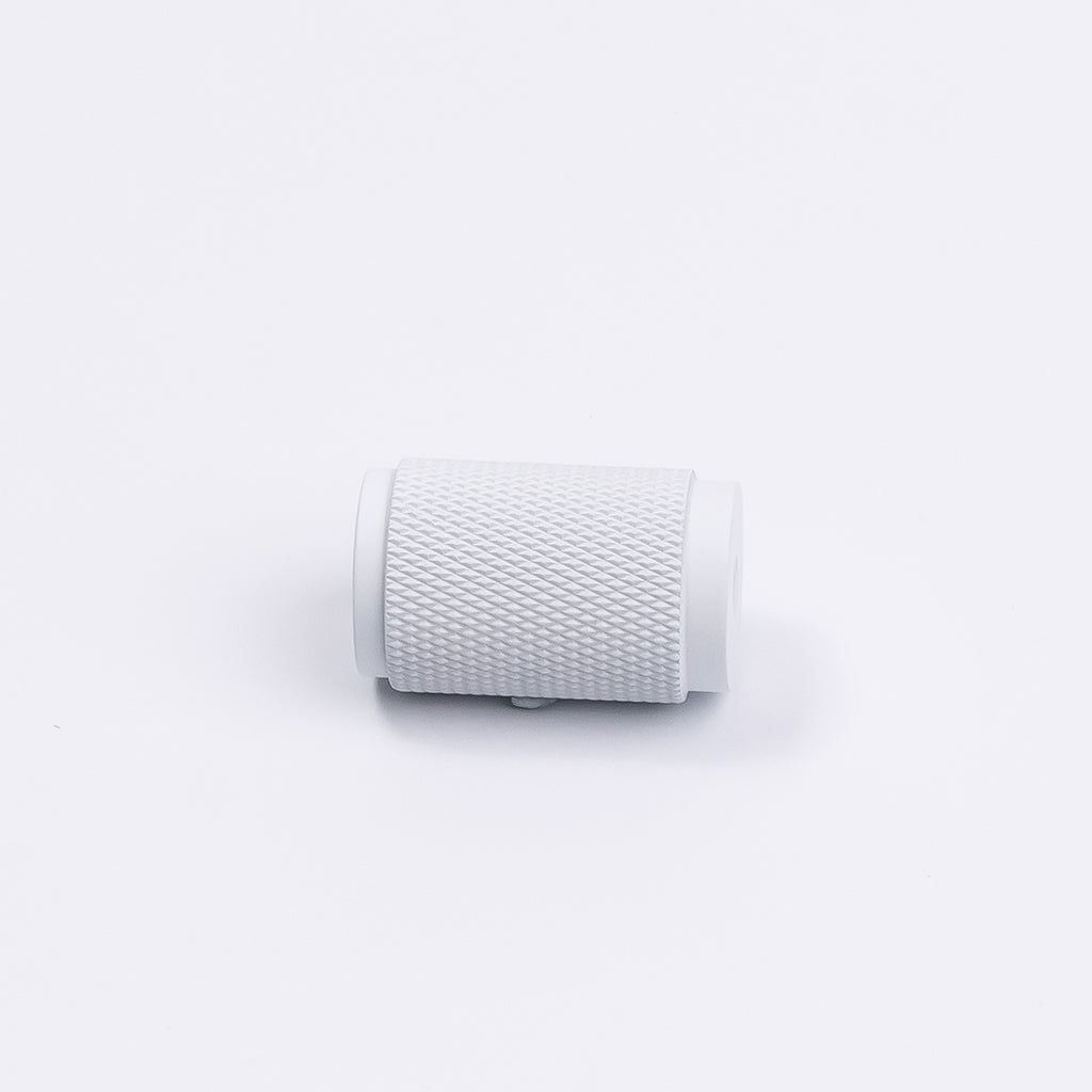 White Knurled Cabinet Knob - Helena - Manovella