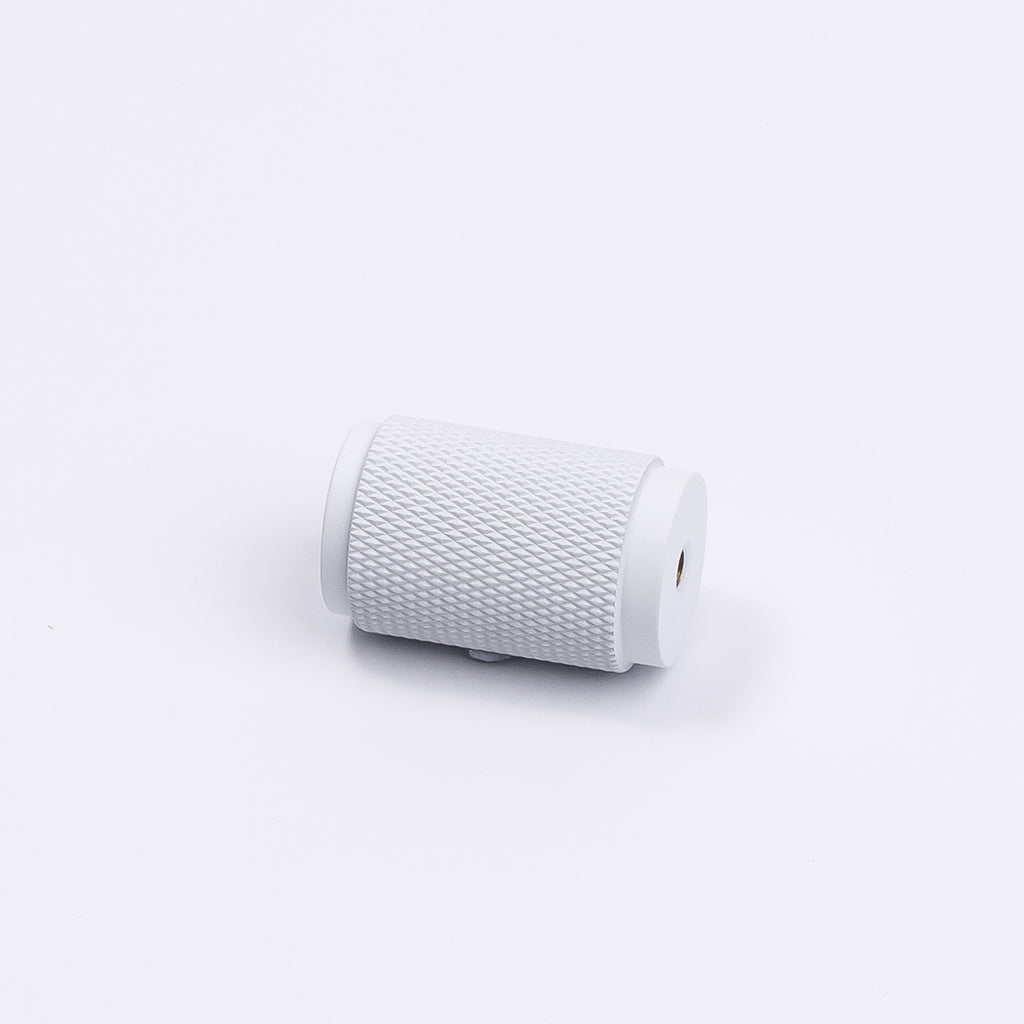 White Knurled Cabinet Knob - Helena - Manovella