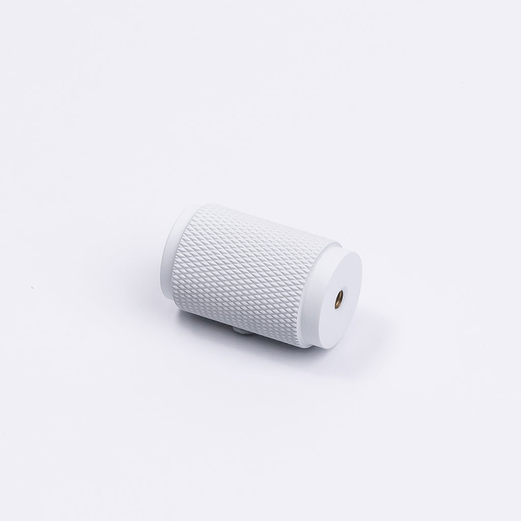 White Knurled Cabinet Knob - Helena - Manovella