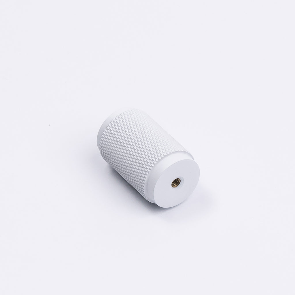 White Knurled Cabinet Knob - Helena - Manovella