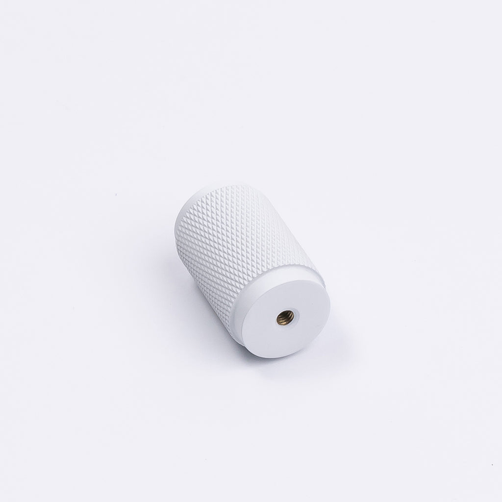 White Knurled Cabinet Knob - Helena - Manovella