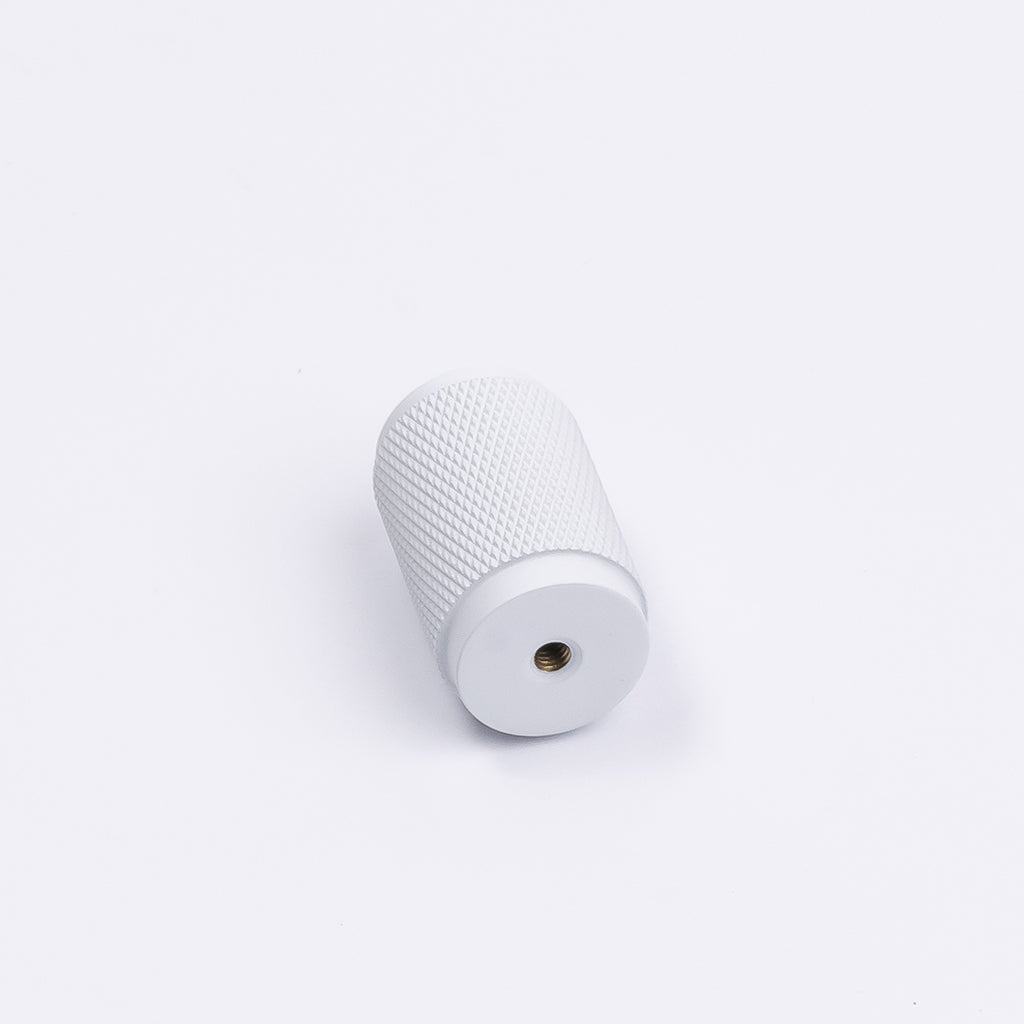 White Knurled Cabinet Knob - Helena - Manovella