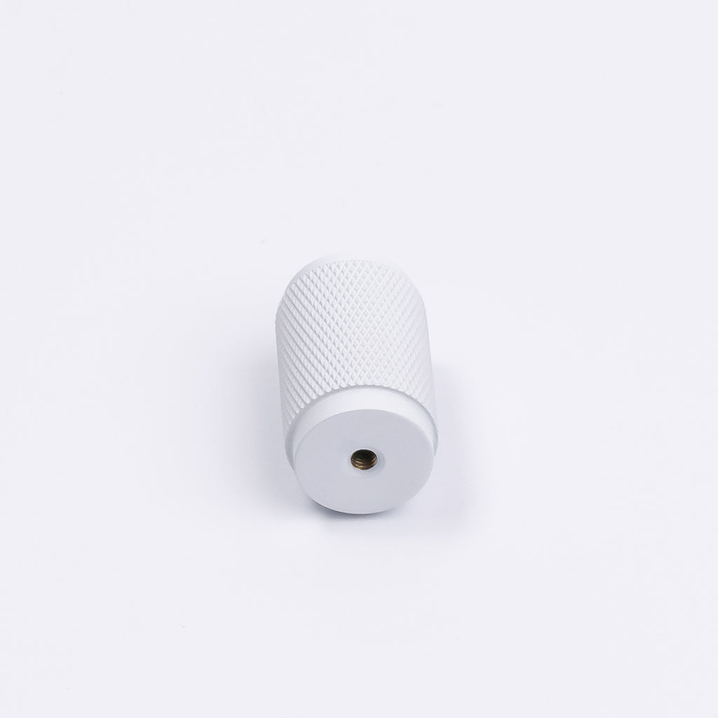 White Knurled Cabinet Knob - Helena - Manovella