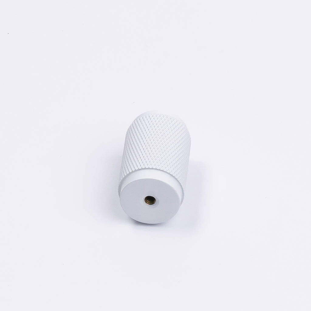 White Knurled Cabinet Knob - Helena - Manovella