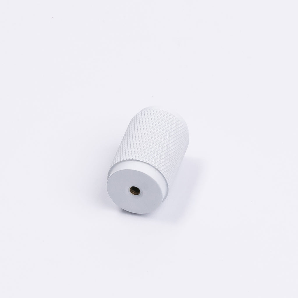 White Knurled Cabinet Knob - Helena - Manovella