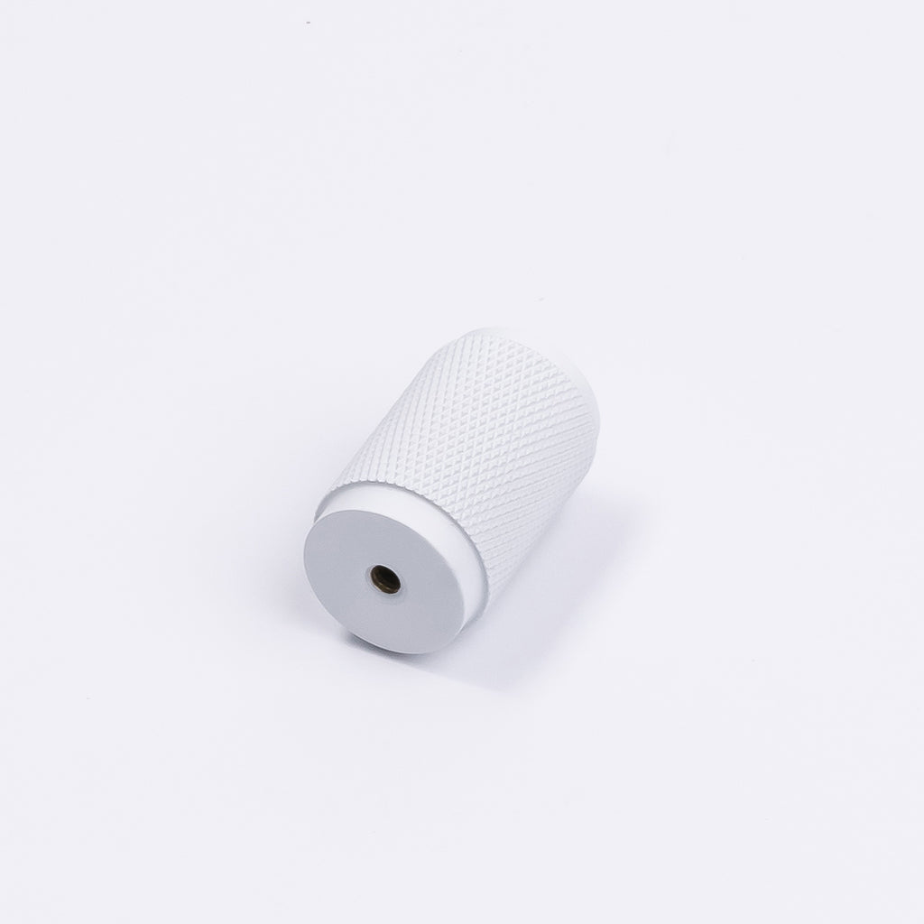 White Knurled Cabinet Knob - Helena - Manovella