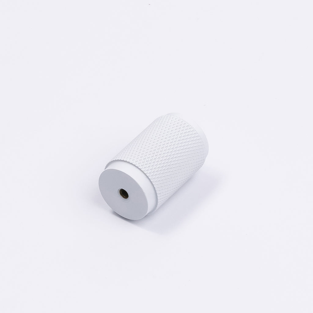 White Knurled Cabinet Knob - Helena - Manovella