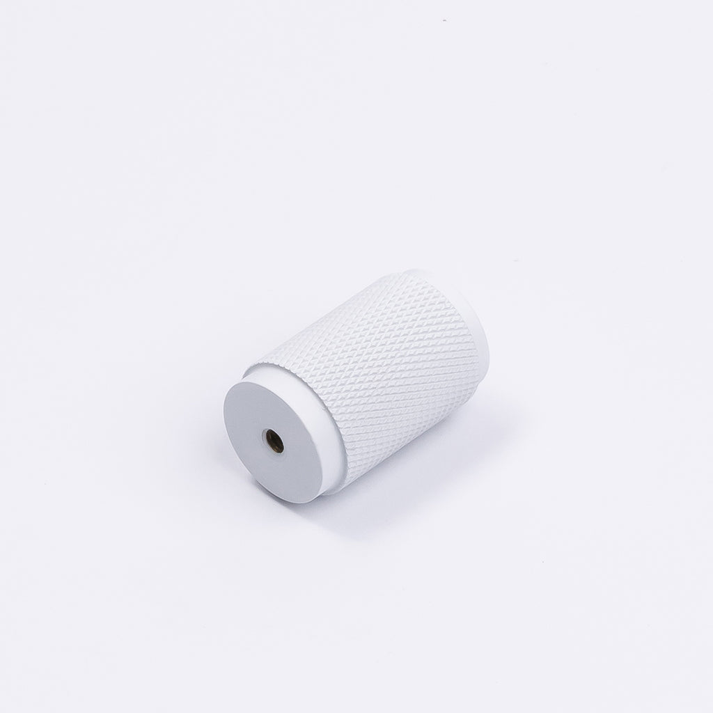 White Knurled Cabinet Knob - Helena - Manovella