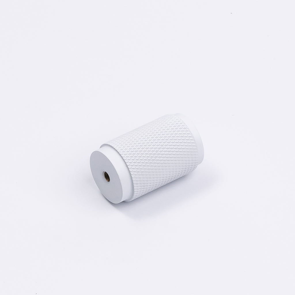 White Knurled Cabinet Knob - Helena - Manovella