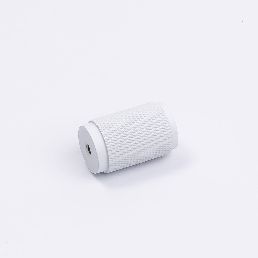 White Knurled Cabinet Knob - Helena - Manovella